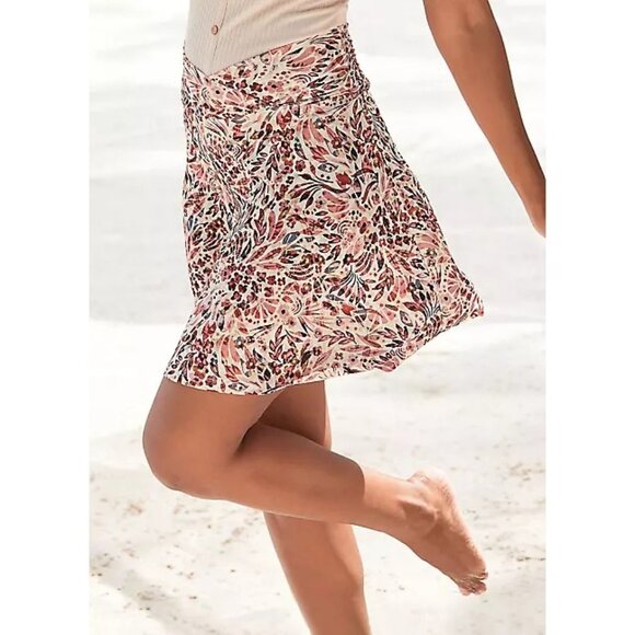 NWT Lascana Floral Print Crisscross Waist Smocked Back Flowy Twirl Mini Skirt - Picture 16 of 16